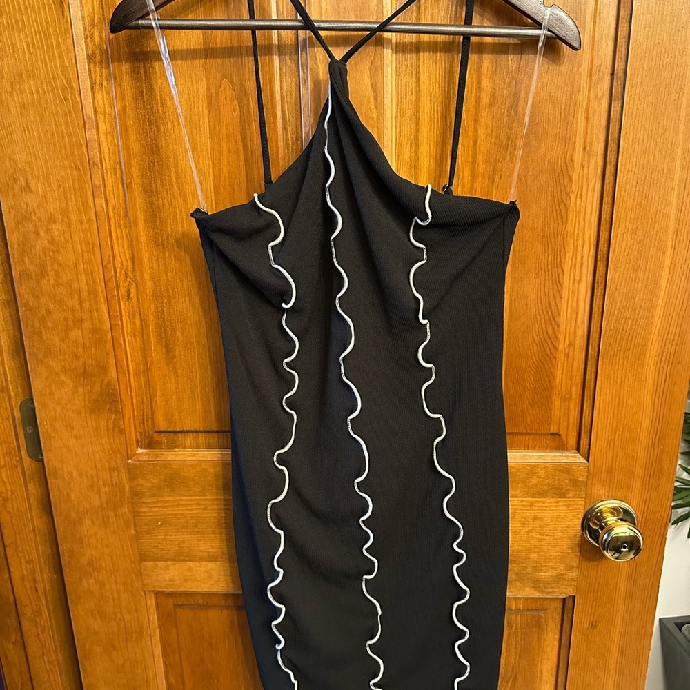 Privy Black Dress with White Trim